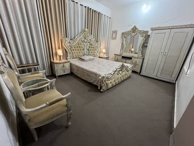 Crown style bed + Dressing table + Cupboard and coffee table set
