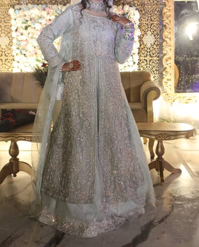 Walima Bridal Dress | Ice Blue & Silver Heavy Work | Gown | Worn Once