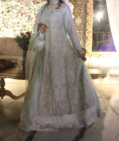 Walima Bridal Dress | Ice Blue & Silver Heavy Work | Gown | Worn Once