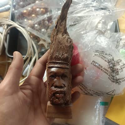 Antique African Man, Wood Carved Sculpture