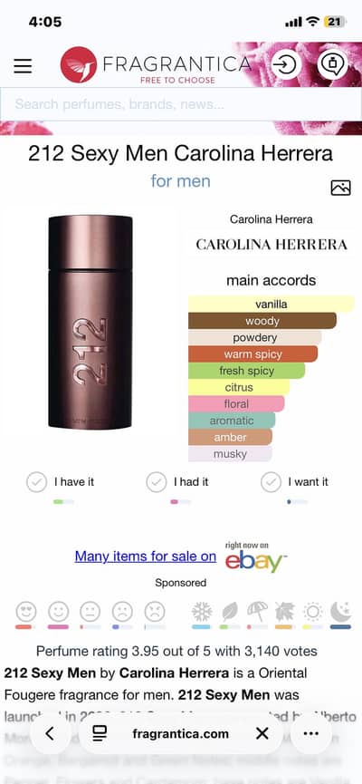 212 $€x¥ Men Carolina Herrera*