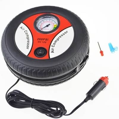 Tyre Shaped Car Air Compressor Pump - Black & Red