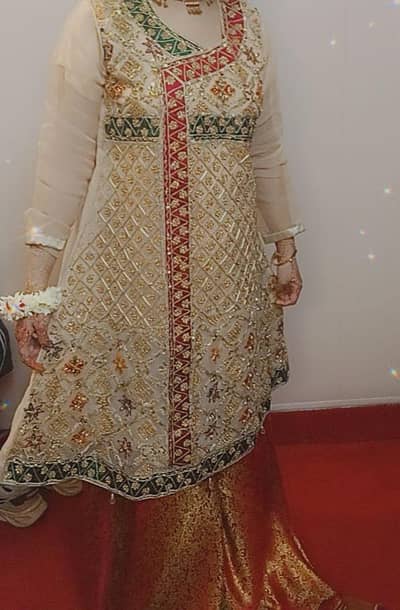 Party wear andrakha style with jama war shrara