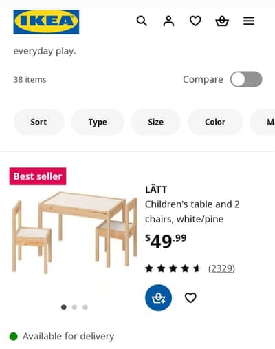 Ikea study table with 2 chairs