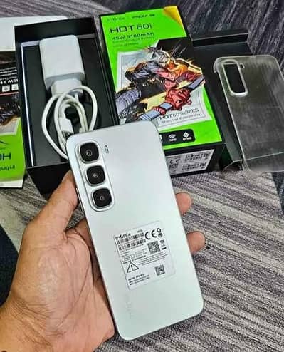 Infinix hot 60i box open only full wornty lush condition