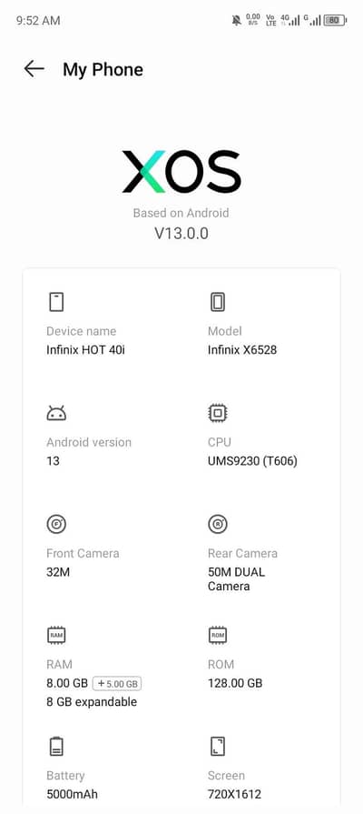 Infinix hot 40i 8+8 ram rom128 gb tach halka sa tota howa hi bagi wark