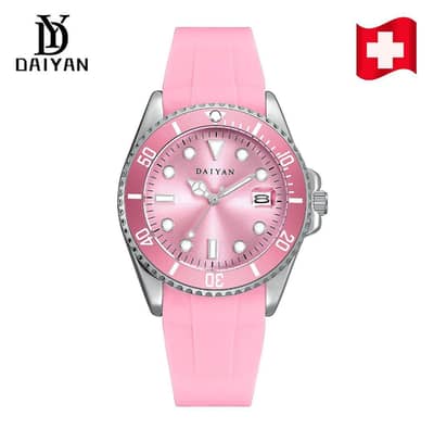 Daiyan Pink Silicone Strap Watch – Swiss Design