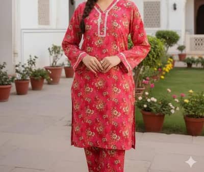 2pc stitched printed khaddar