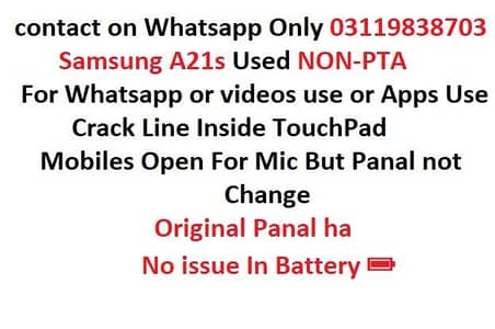 Samsung A21s Used NON-PTA For Whatsapp or videos use