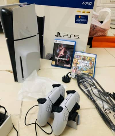 Ps5 Slim Game Disk  2 Controller with Box My whatsapp 03256735466