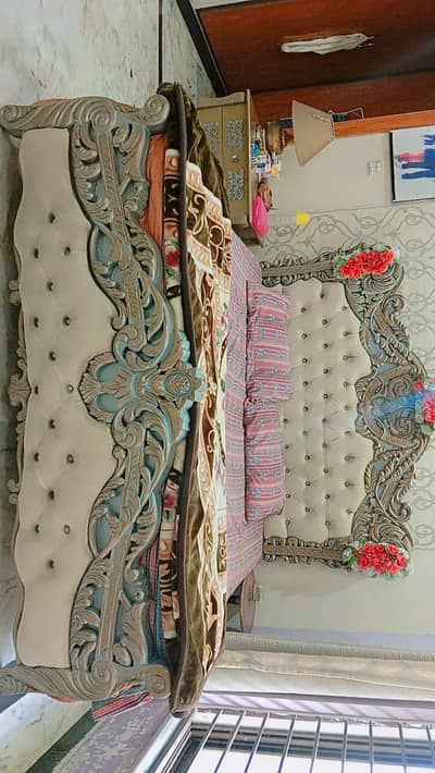 wooden chinyoti bedset with 8 inches molty mattress