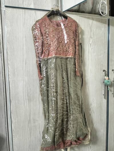 customised long flare embroidered maxi