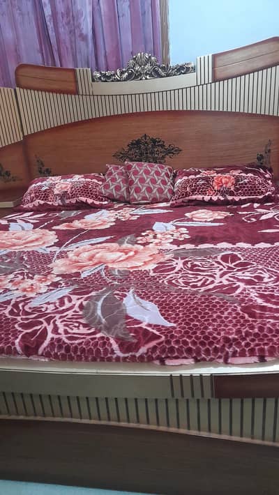 pure wooden bed with side tables