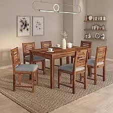 Dining Table// Wooden Dining(Top Glass Dining)//6 Seater Dining