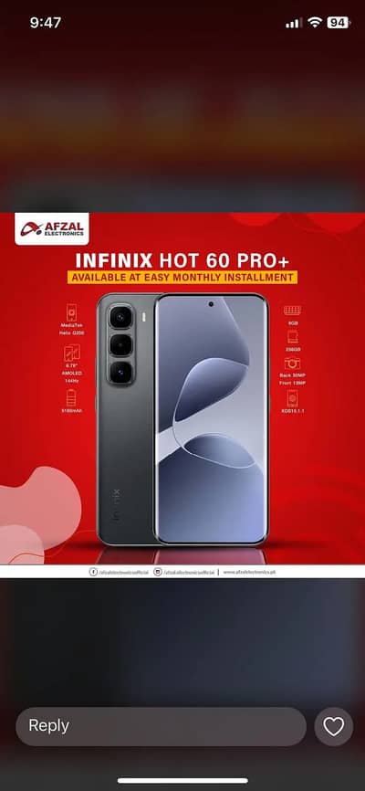Infinix Note 50 Pro/ Hot 60 on easy installment