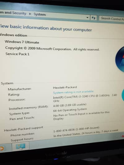 Hp pro 3500 model i3 3rd generation 4 gb ram 250 gb hard