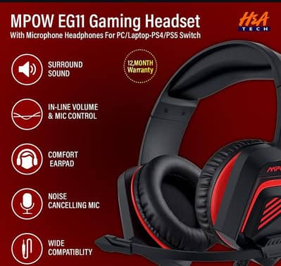 mpow eg11 gaming headset with microphone headphones for PC/laptop.