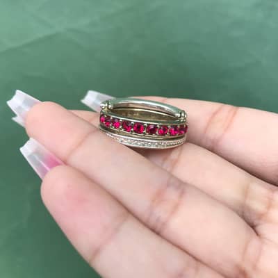 4 in 1 Ruby Ring | Vintage Adjustable Silver Ring | Party Wear