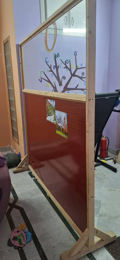 2 moveable Partition wooden + Glass 6 by 6
