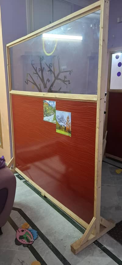 2 moveable Partition wooden + Glass 6 by 6