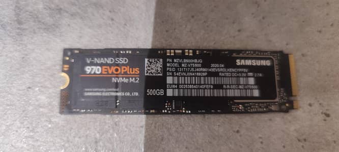 500gb Samsung 970 EVO plus NVMe M. 2