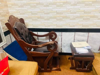 Swing Rocking Wooden Chair with Table