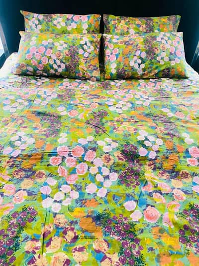 Cotton Fitted Bed sheet with Duvet and pillow covers three size