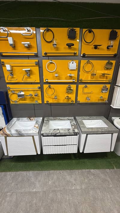 Pvc vanity/ vanity/ bathtub/ jacuzzi/ commode/ shower set/ faucets/