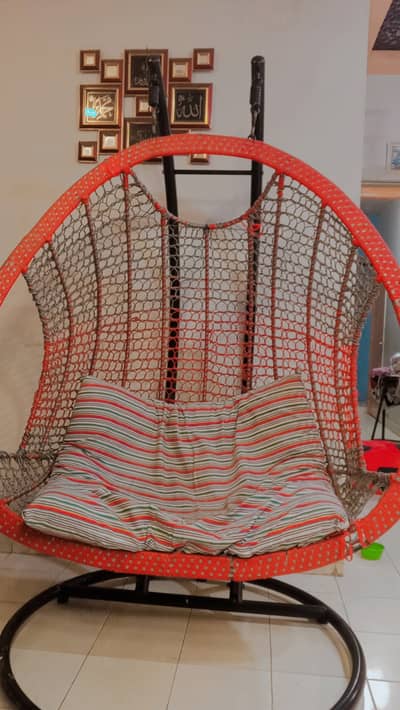 Double Seater Swing Chair (Jhoola) with Stand & Cushion for Sale