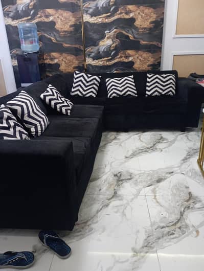 L shape black velvet