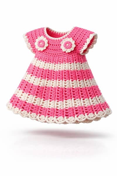 Kashmiri Handmade Crochet Baby Frock |Soft Yarn | Luxury Baby Wear