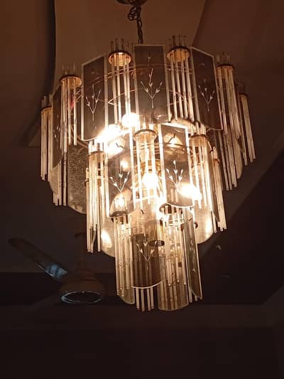 Fancy Crystal Chandelier with 2 pairs of wall sconce lights