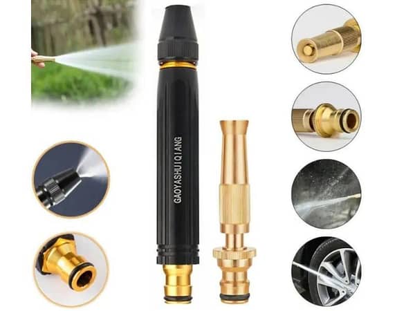 High Pressure Water Nozzle | Adjustable Brass Car Wash & Garden Cleaning Nozzle