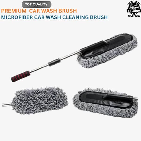 Car Wash Cleaning Brush | Microfiber Dust Wax Mop | Telescoping Handle Duster