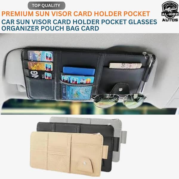 Car Sun Visor Card Holder | Glasses Organizer Pocket | Multi-Purpose Visor Pouch
