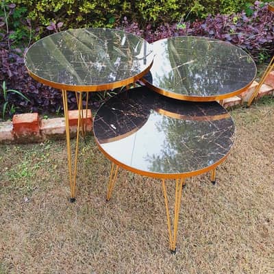 Luxury Marble Top Coffee Table Set (3 Pieces) 