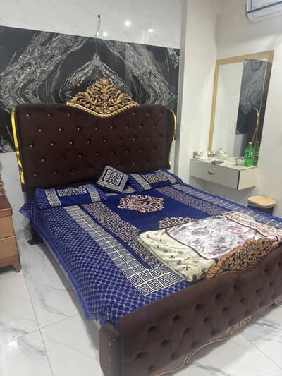 Bed with side table and dressing 9 months use good condition