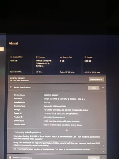 Gaming PC|,Core i5 6th Gen,|RX 580 8GBOrigina|,|SSD + HDD,|Workstation