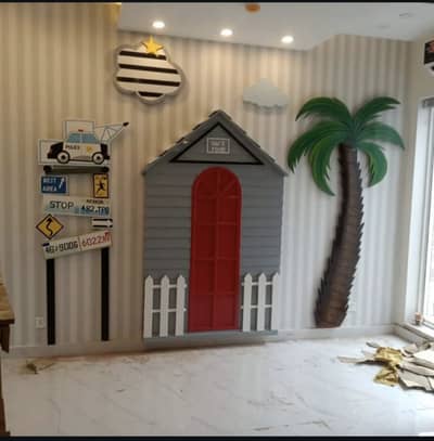 Wooden wall installations for boys