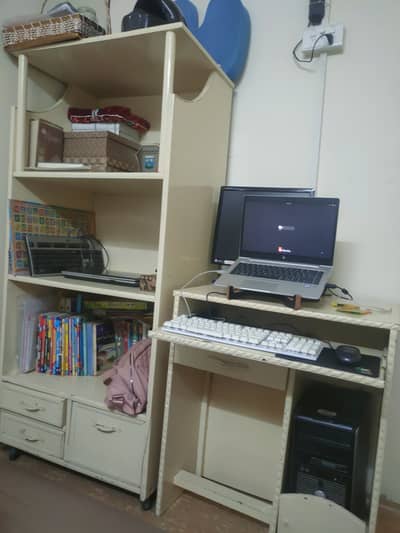 Book shelves + Computer trolley for sale