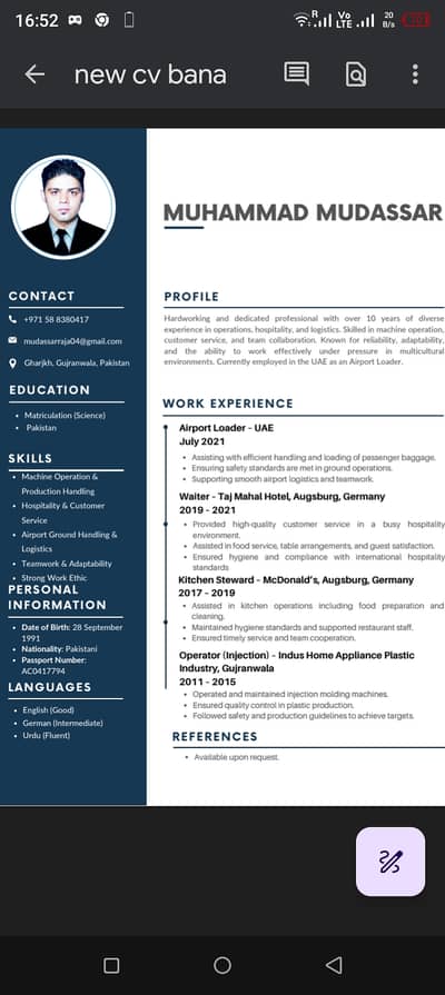 Injection molding machine operator or any other jobs 03041528377