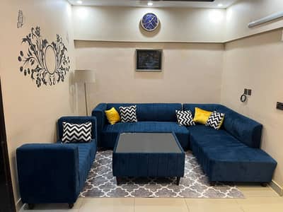 8 seater L shape sofa + Settee sofa and matching table