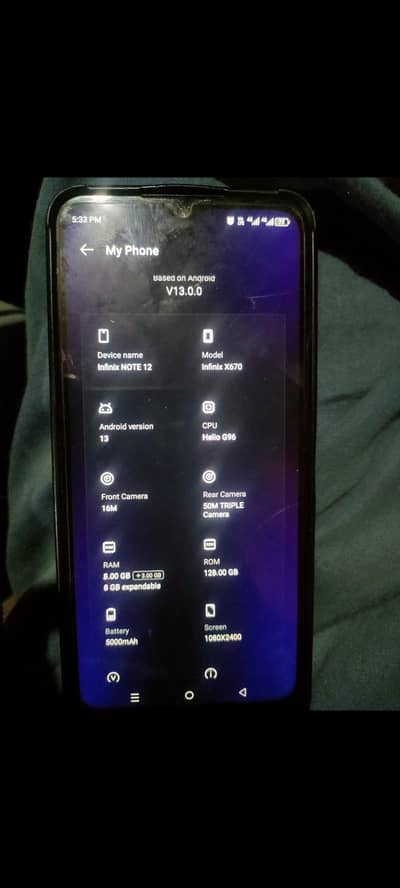 0323 40 71 743 / Infinix Note12 G96 8+8/128. gb