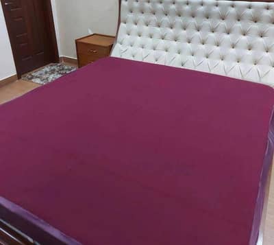 Terry Cotton Plain Double Bed Mattress Cover