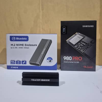 Samsung 980 Pro 1TB NVMe SSD, External Portable SSD Enclosure Heatsink