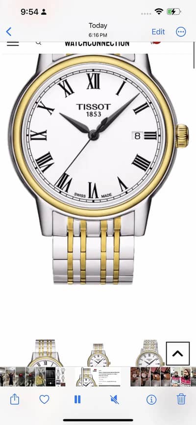 Tissot t Classic Carson Quartz white dial two tune steel strap watch