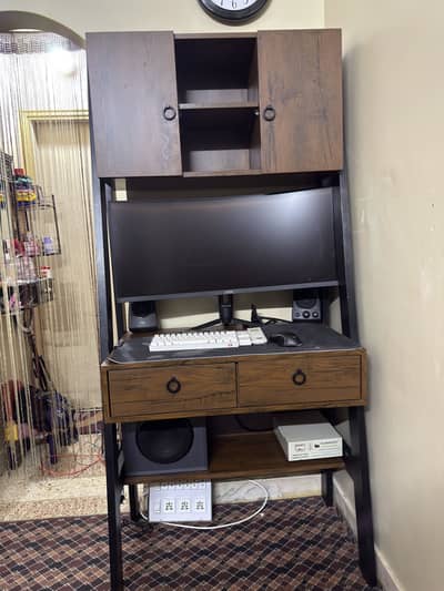 UNUSED WOODEN COMPUTER TROLLEY