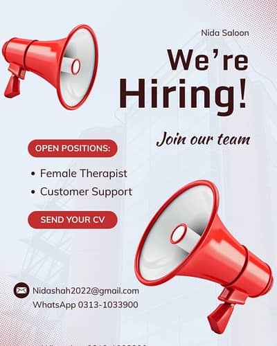 We are Hiring Saloon Staff