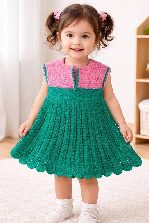 Handmade Crochet Baby Frock – 2 to 3 Years