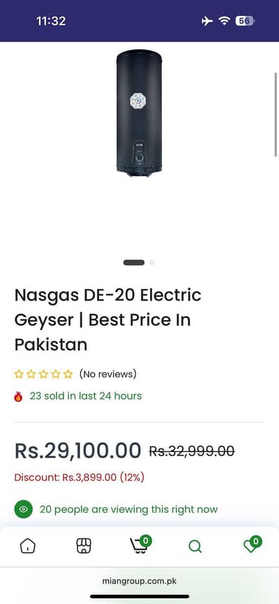 NasGas DE-20 Electric Water Heater, Urgent Sale